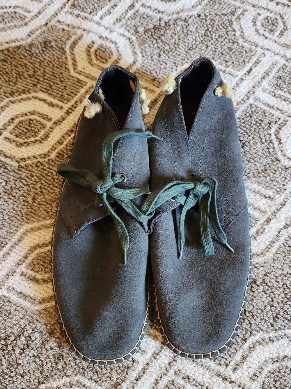 Aldo Gray Suede Chukka Boots with Green Laces
